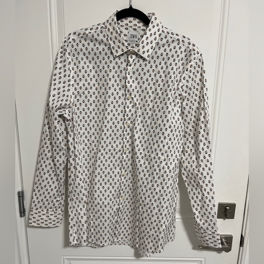 Zara Men’s Polka Diamond Limited Edition Dress Shirt-Made in Portugal -XL
